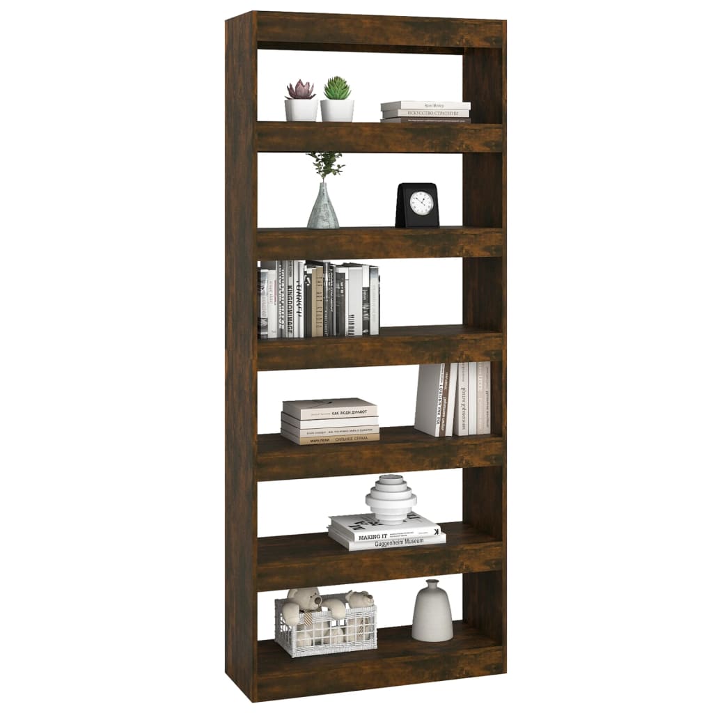 vidaXL Bücherregal/Raumteiler Räuchereiche 80x30x198 cm Holzwerkstoff