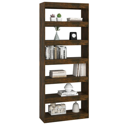 vidaXL Bücherregal/Raumteiler Räuchereiche 80x30x198 cm Holzwerkstoff