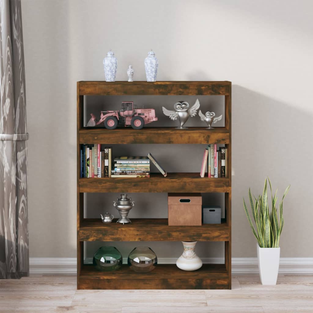 vidaXL Bücherregal/Raumteiler Räuchereiche 100x30x135 cm