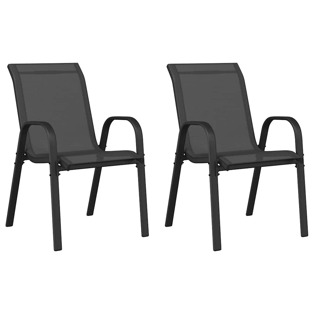 vidaXL Stapelbare Gartenstühle 2 Stk. Schwarz Textilene