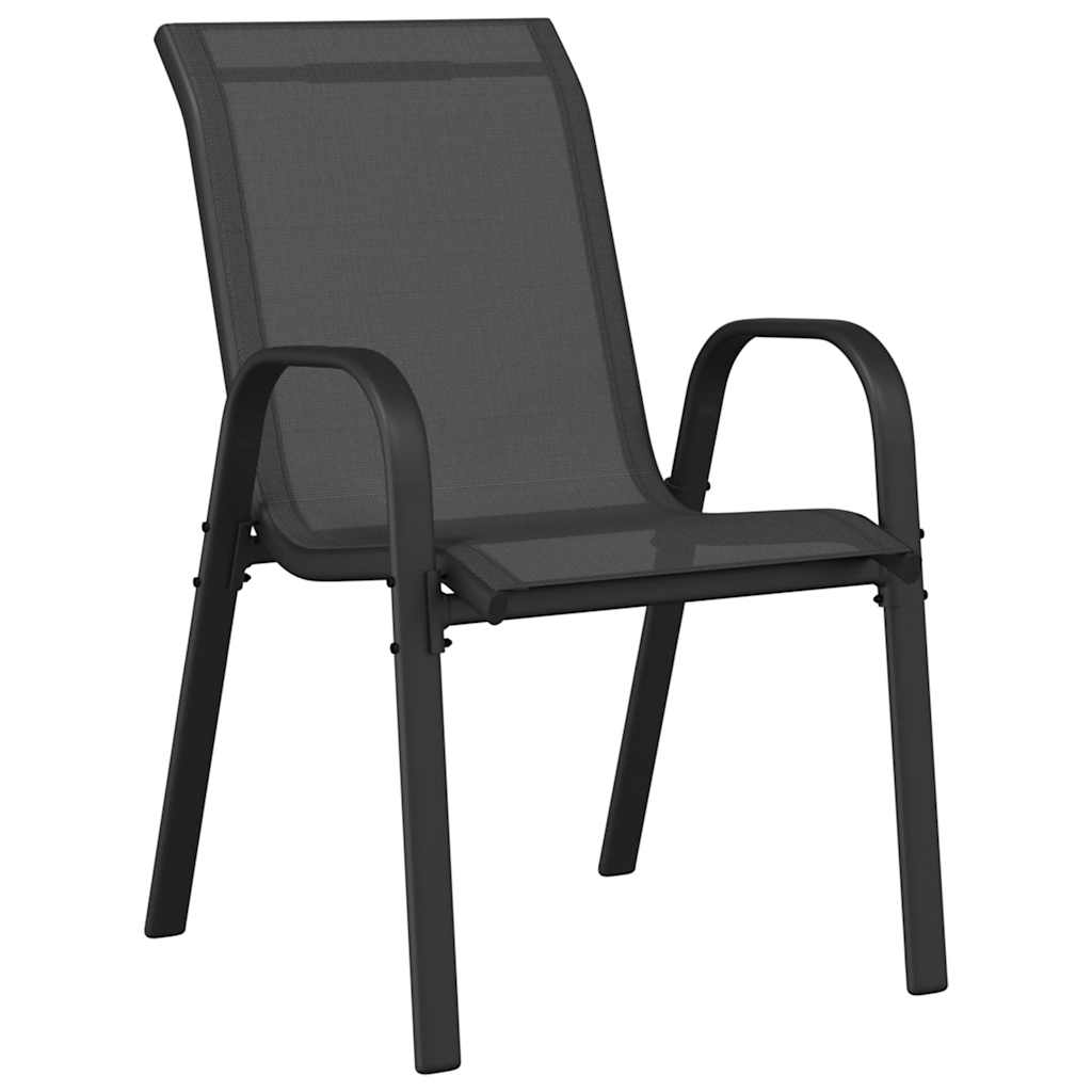 vidaXL Stapelbare Gartenstühle 2 Stk. Schwarz Textilene