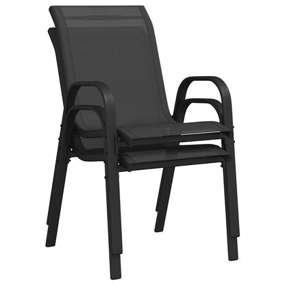 vidaXL Stapelbare Gartenstühle 2 Stk. Schwarz Textilene