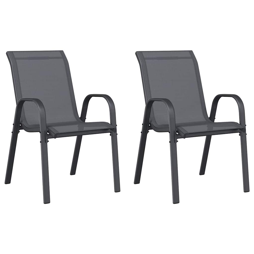 vidaXL Stapelbare Gartenstühle 2 Stk. Grau Textilene