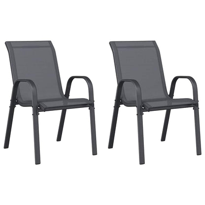 vidaXL Stapelbare Gartenstühle 2 Stk. Grau Textilene