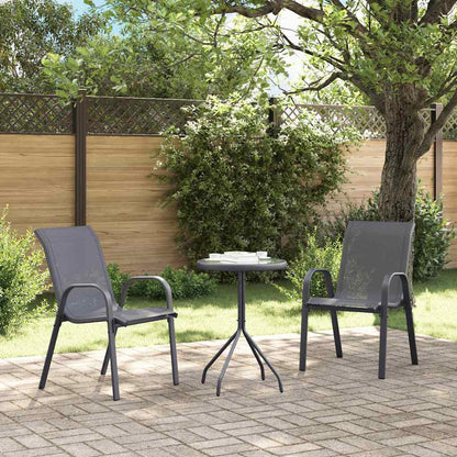 vidaXL Stapelbare Gartenstühle 2 Stk. Grau Textilene