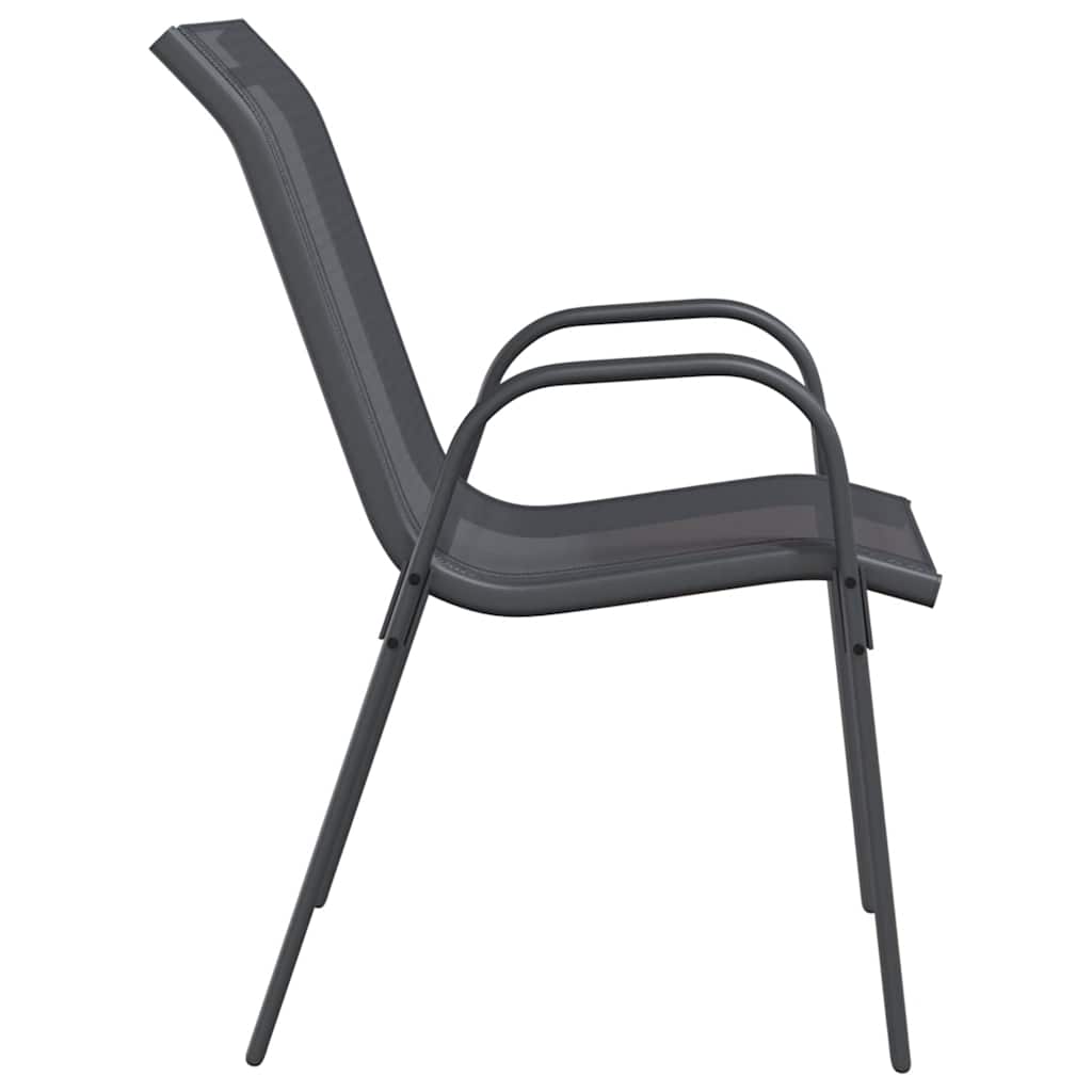 vidaXL Stapelbare Gartenstühle 2 Stk. Grau Textilene