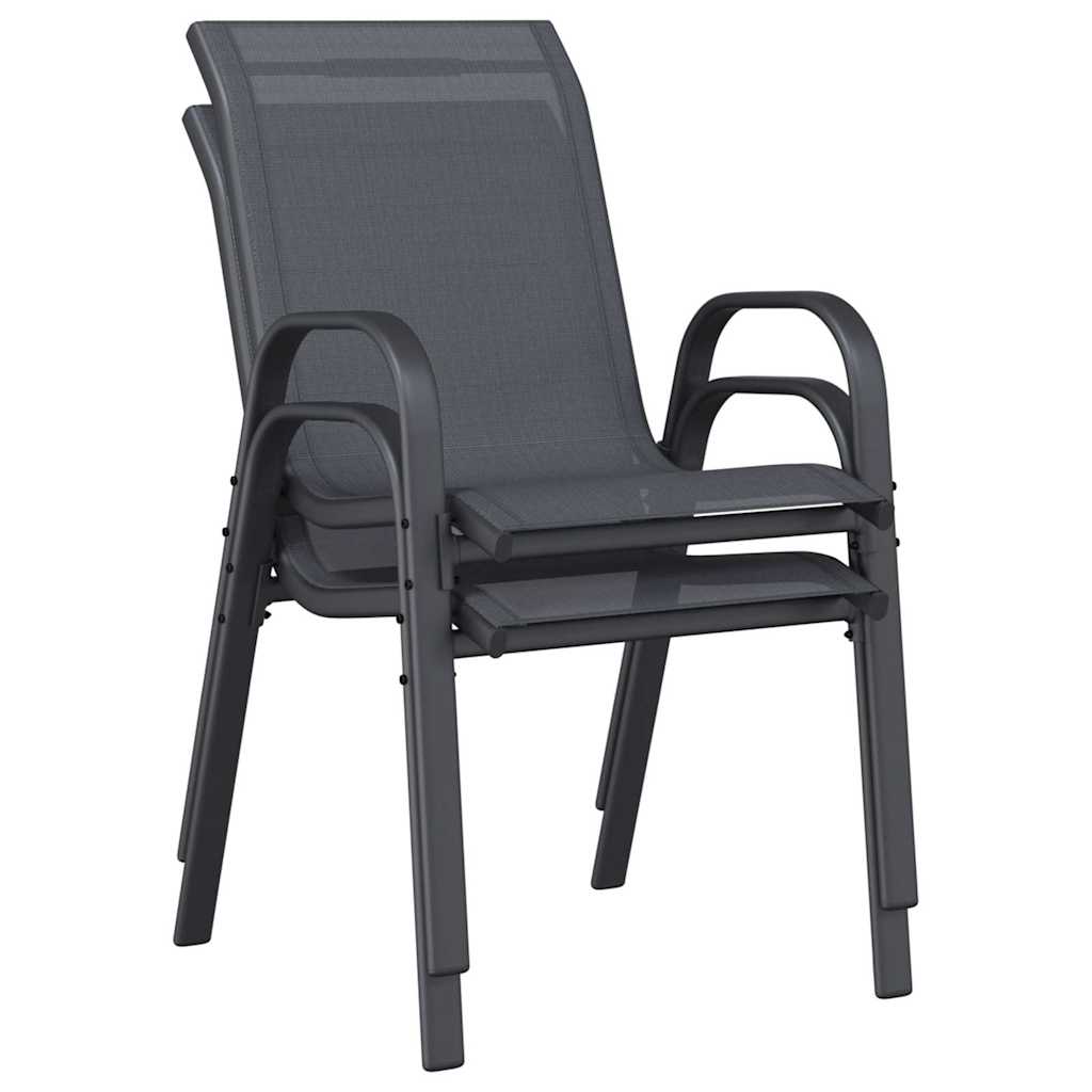 vidaXL Stapelbare Gartenstühle 2 Stk. Grau Textilene