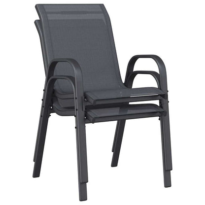 vidaXL Stapelbare Gartenstühle 2 Stk. Grau Textilene