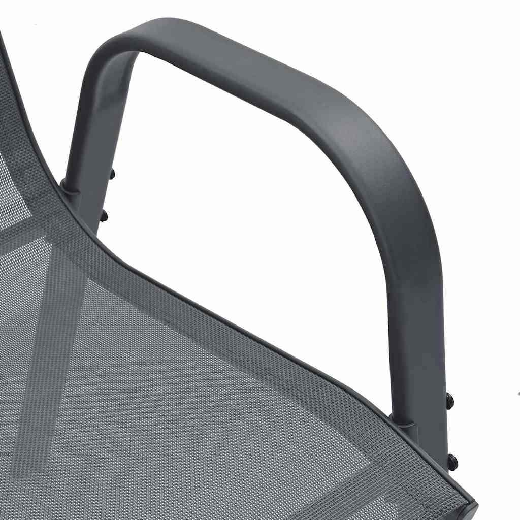 vidaXL Stapelbare Gartenstühle 2 Stk. Grau Textilene
