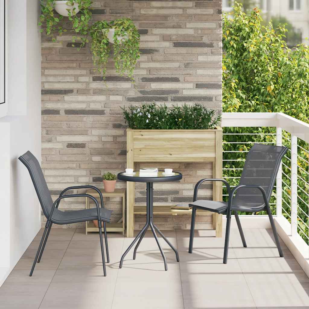 vidaXL Stapelbare Gartenstühle 2 Stk. Grau Textilene