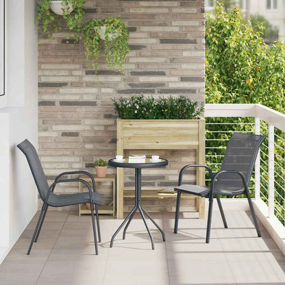 vidaXL Stapelbare Gartenstühle 2 Stk. Grau Textilene