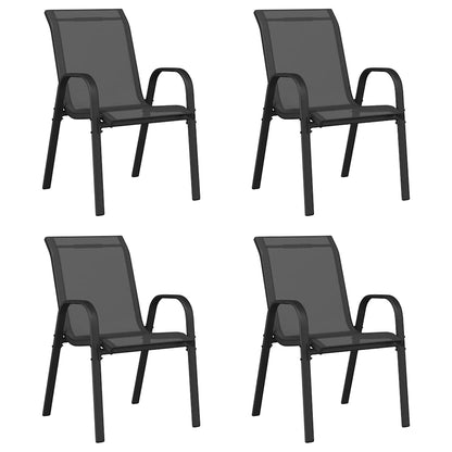vidaXL Stapelbare Gartenstühle 4 Stk. Schwarz Textilene