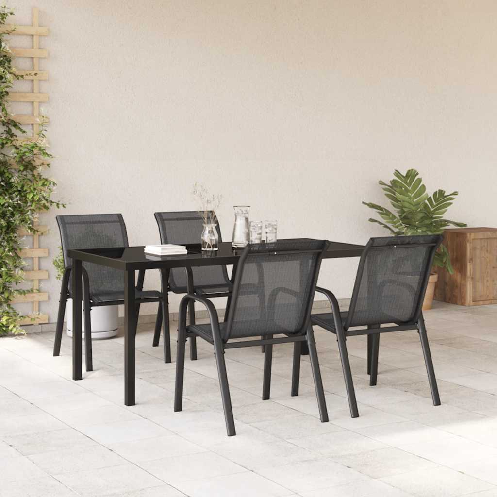 vidaXL Stapelbare Gartenstühle 4 Stk. Schwarz Textilene
