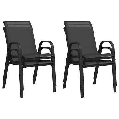 vidaXL Stapelbare Gartenstühle 4 Stk. Schwarz Textilene