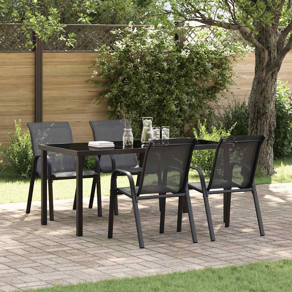 vidaXL Stapelbare Gartenstühle 4 Stk. Schwarz Textilene