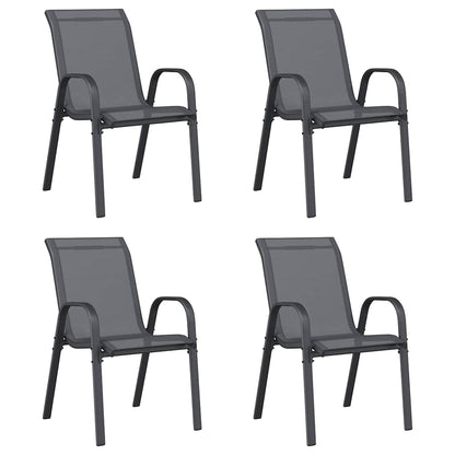 vidaXL Stapelbare Gartenstühle 4 Stk. Grau Textilene