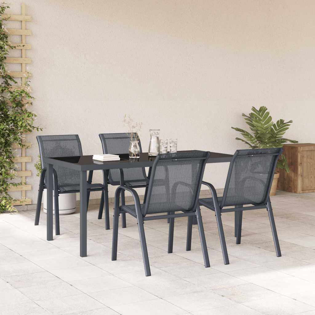 vidaXL Stapelbare Gartenstühle 4 Stk. Grau Textilene
