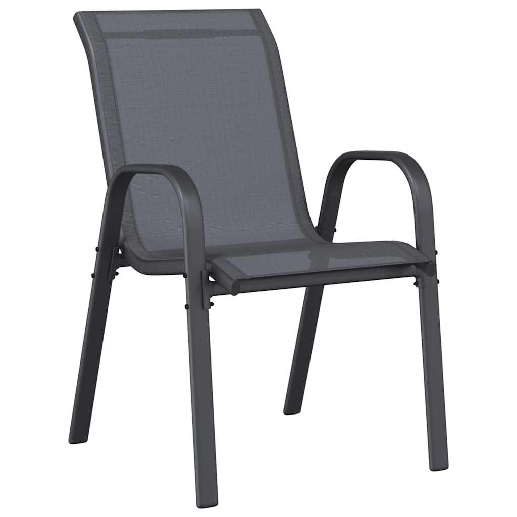 vidaXL Stapelbare Gartenstühle 4 Stk. Grau Textilene