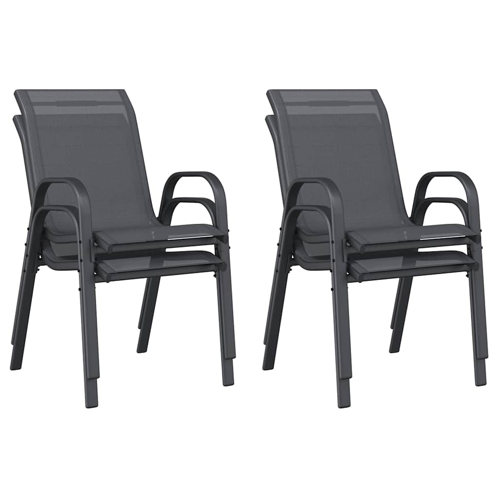 vidaXL Stapelbare Gartenstühle 4 Stk. Grau Textilene
