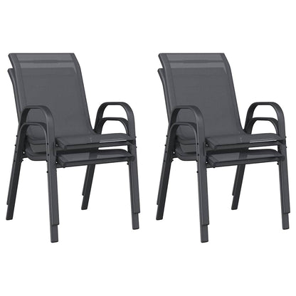 vidaXL Stapelbare Gartenstühle 4 Stk. Grau Textilene