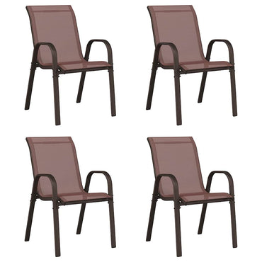 vidaXL Stapelbare Gartenstühle 4 Stk. Braun Textilene