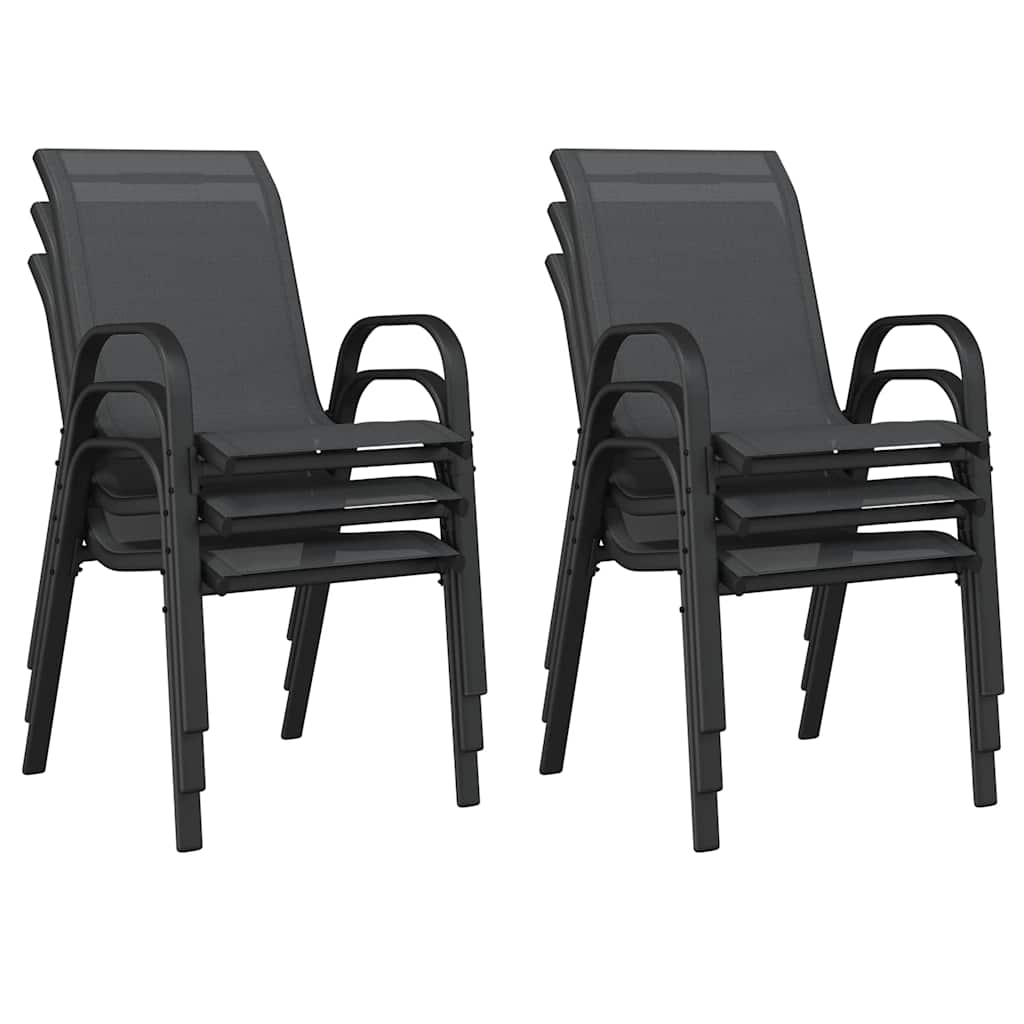 vidaXL Stapelbare Gartenstühle 6 Stk. Schwarz Textilene