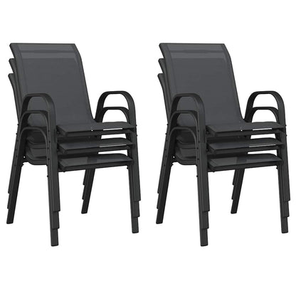 vidaXL Stapelbare Gartenstühle 6 Stk. Schwarz Textilene
