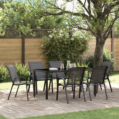 vidaXL Stapelbare Gartenstühle 6 Stk. Schwarz Textilene