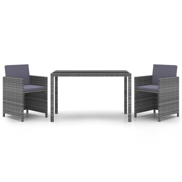 vidaXL Salon de jardin 3 pcs avec coussins résine tressée gris