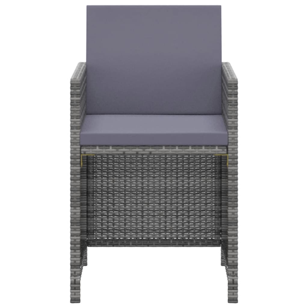vidaXL 3-tlg. Garten-Essgruppe mit Kissen Poly Rattan Grau