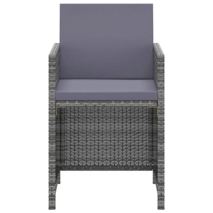 vidaXL 3-tlg. Garten-Essgruppe mit Kissen Poly Rattan Grau