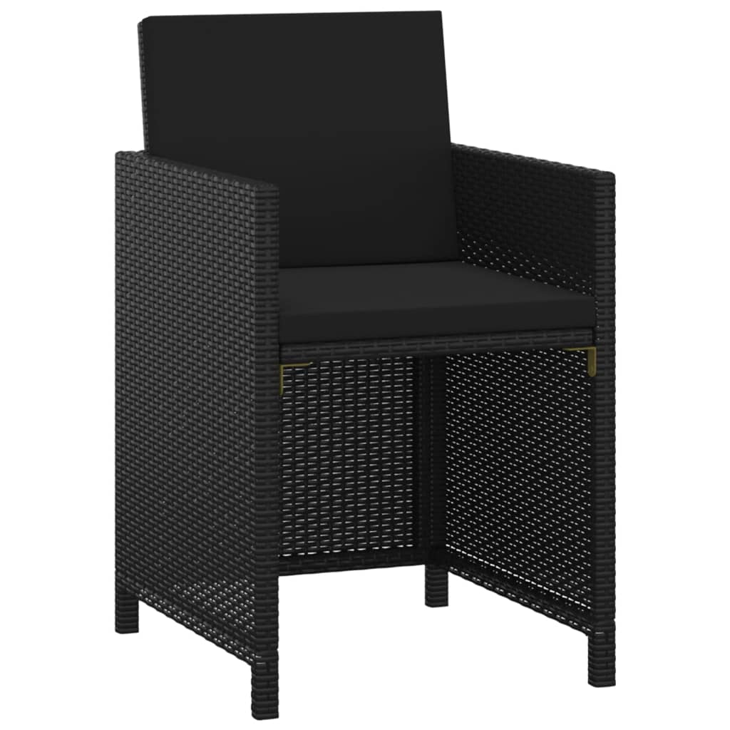 vidaXL 5-tlg. Garten-Essgruppe mit Kissen Poly Rattan Schwarz