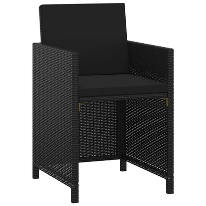 vidaXL 5-tlg. Garten-Essgruppe mit Kissen Poly Rattan Schwarz