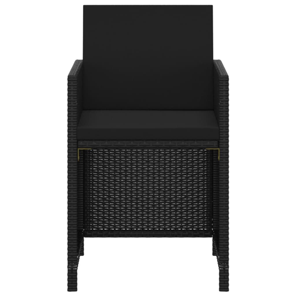 vidaXL 5-tlg. Garten-Essgruppe mit Kissen Poly Rattan Schwarz
