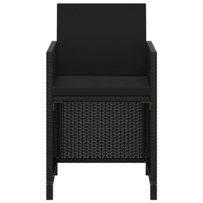 vidaXL 5-tlg. Garten-Essgruppe mit Kissen Poly Rattan Schwarz