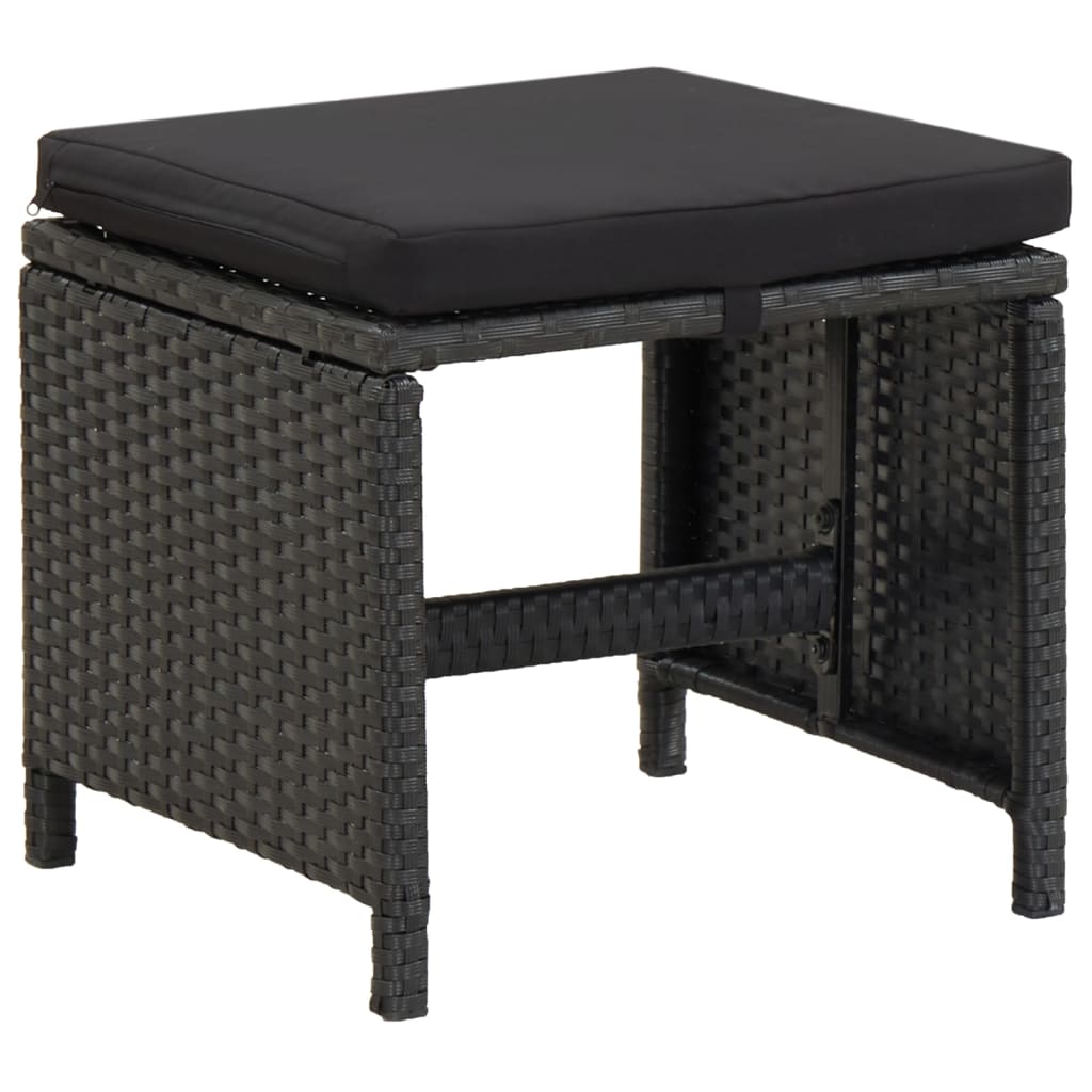 vidaXL 5-tlg. Garten-Essgruppe mit Kissen Poly Rattan Schwarz