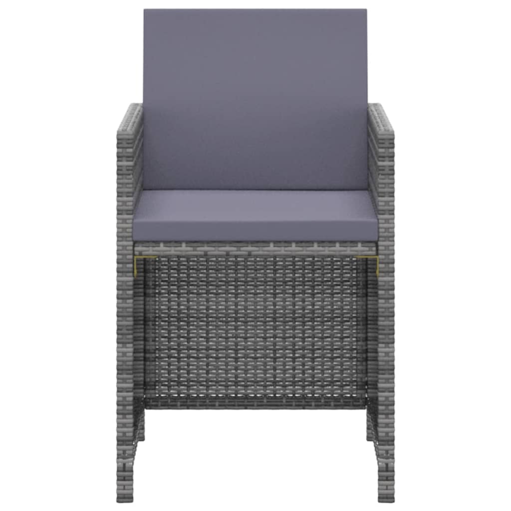 vidaXL 3-tlg. Garten-Essgruppe mit Kissen Poly Rattan Grau