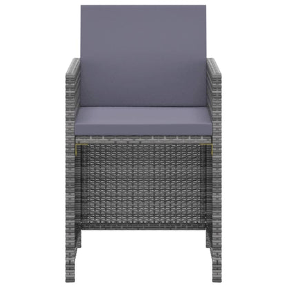 vidaXL 3-tlg. Garten-Essgruppe mit Kissen Poly Rattan Grau