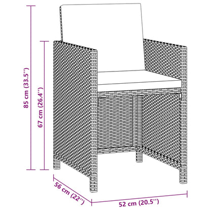 vidaXL 3-tlg. Garten-Essgruppe mit Kissen Poly Rattan Grau