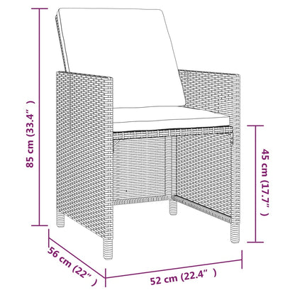 vidaXL 5-tlg. Garten-Essgruppe mit Kissen Poly Rattan Schwarz