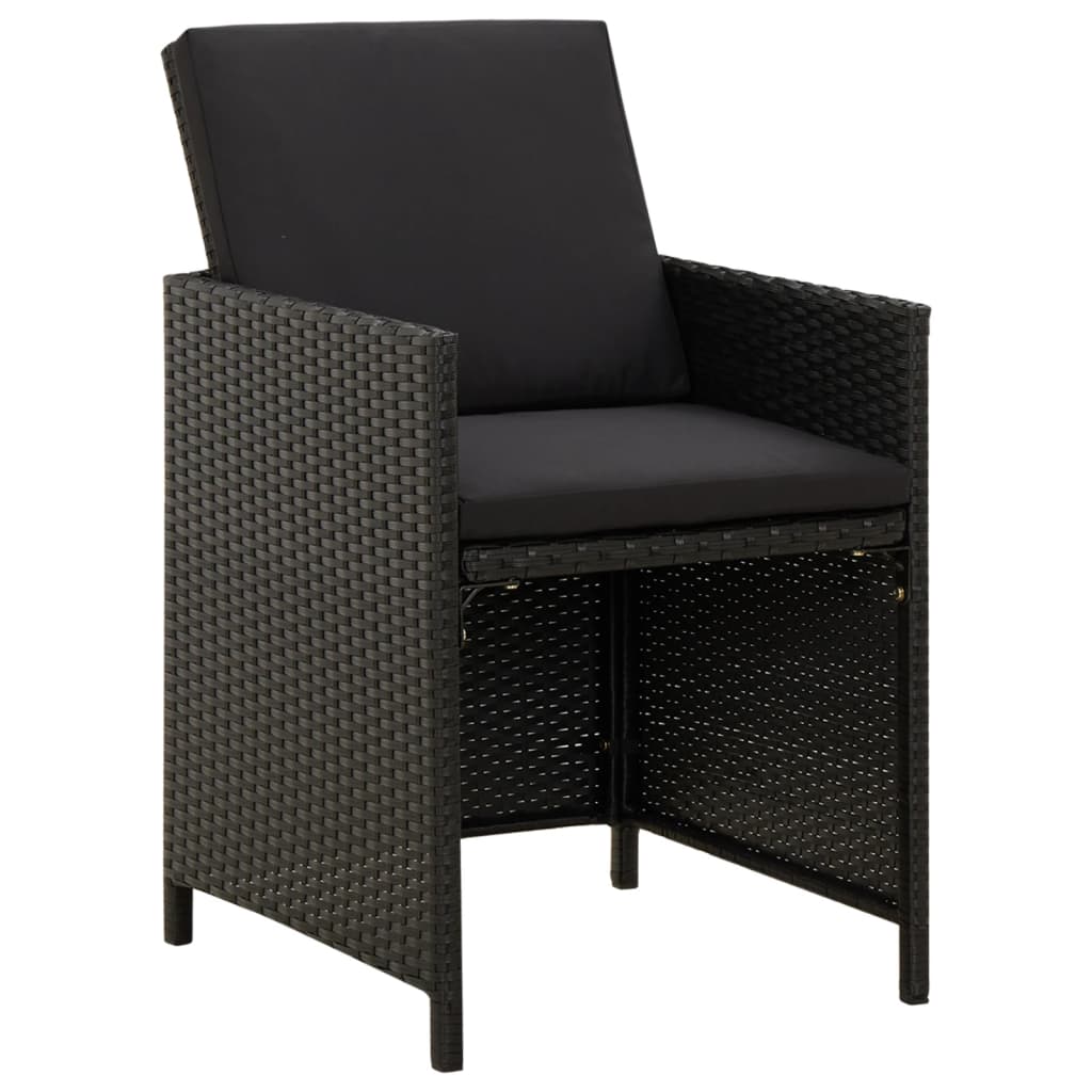vidaXL 5-tlg. Garten-Essgruppe mit Kissen Poly Rattan Schwarz