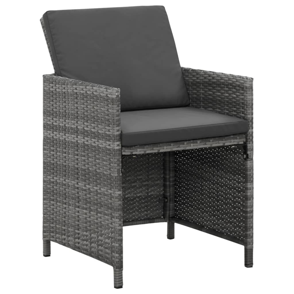 vidaXL Ensemble de salle à manger de jardin 5 pcs avec coussins résine tressée gris