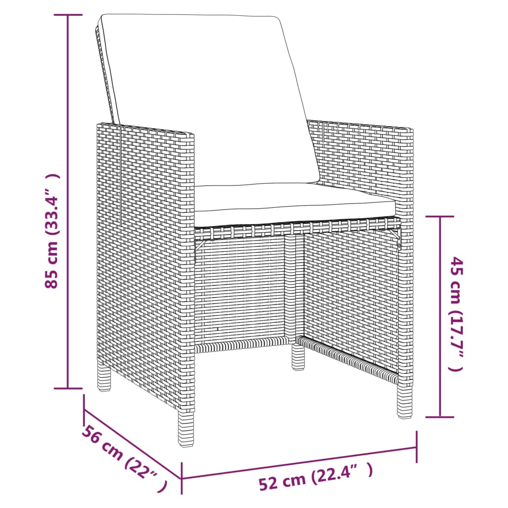 vidaXL Ensemble de salle à manger de jardin 5 pcs avec coussins résine tressée gris