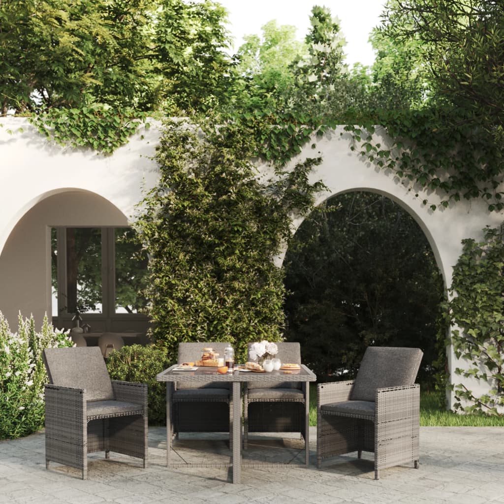 vidaXL Ensemble de salle à manger de jardin 5 pcs avec coussins résine tressée gris