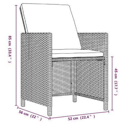 vidaXL 5-tlg. Garten-Essgruppe mit Kissen Poly Rattan Braun