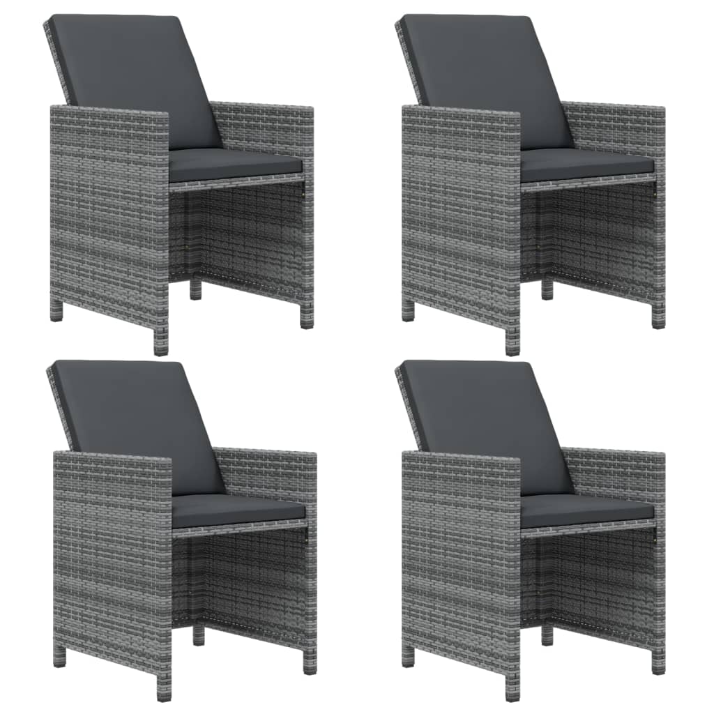 vidaXL 5-tlg. Garten-Essgruppe mit Kissen Poly Rattan Grau