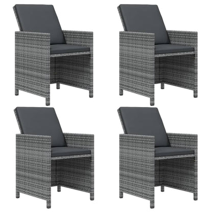 vidaXL 5-tlg. Garten-Essgruppe mit Kissen Poly Rattan Grau