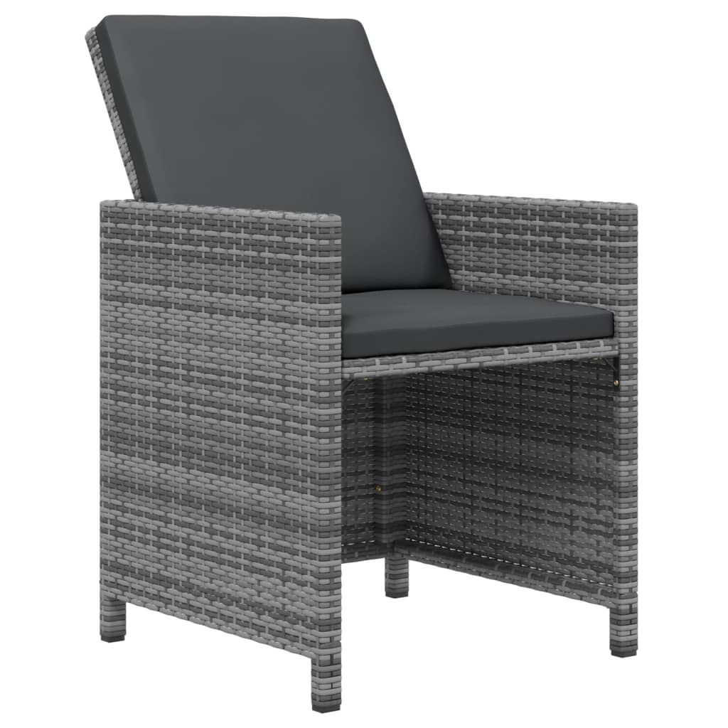 vidaXL 5-tlg. Garten-Essgruppe mit Kissen Poly Rattan Grau