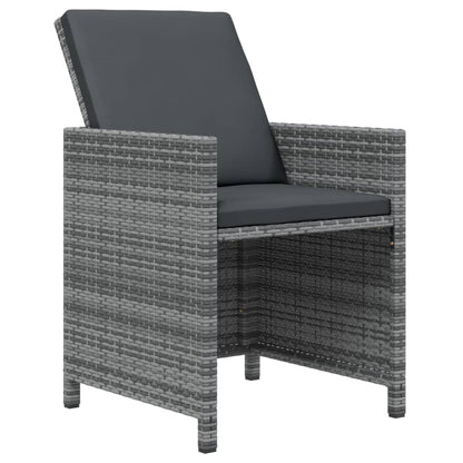 vidaXL 5-tlg. Garten-Essgruppe mit Kissen Poly Rattan Grau