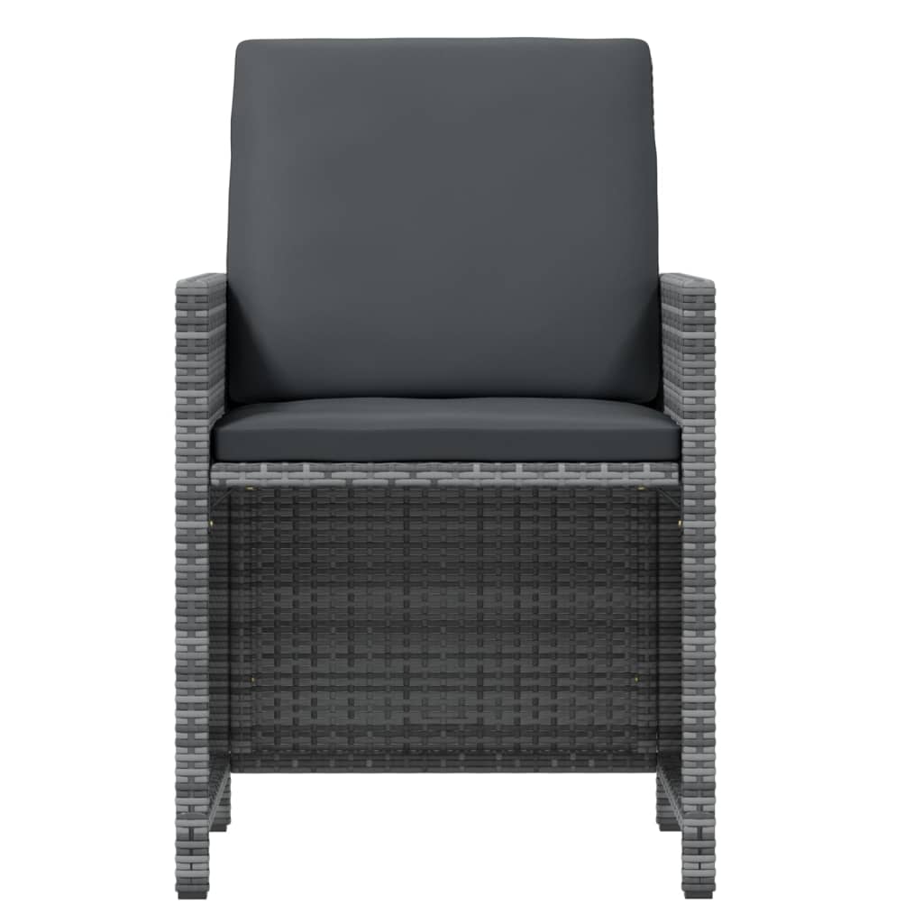 vidaXL 5-tlg. Garten-Essgruppe mit Kissen Poly Rattan Grau